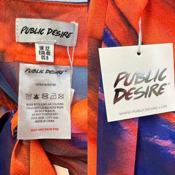 Public Desire Asos abstract print chiffon maxi sarong in multi Size 8 New NWT - Picture 11 of 16